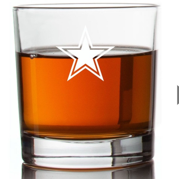 Dallas Cowboys Etched Star Glass Set 2 (14 oz) Stainless Steel Ice Cubes (6) NEW - Picture 1 of 7